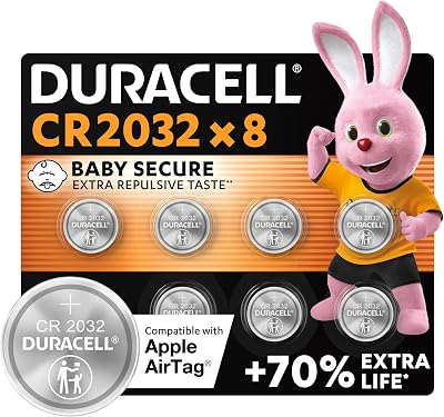 Duracell CR2032 Lithium Coin Batteries 3V 8 Pack - Baby Secure Technology