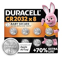 Duracell Batterie a moneta al litio 3V CR2032 (8 pz.) – Fino a +70% di durata – Tecnologia Baby Secure – Per Apple AirTag, chiavi auto, dispositivi domestici, sportivi e medici – A prova di bimbo