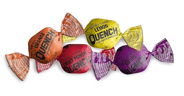 QUENCH GUM BOTTLE, ELECTROLYTES CHEWING GUM FOR ATHLETES AND SPORTS TRAINERS, NEW ASSORTED FRUITY FLAVORS, 8 OUNCE, 50 PIECES