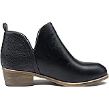 VEPOSE Women's Ankle Boots Low Heels Chunky Cutout Booties Perforated Western Shoes