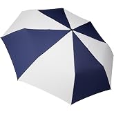 Totes Folding Golf Umbrella Water Repellant, Auto Open/Close, UV Sun Protection, 54-Inch, Navy/White