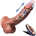 Thrusting Dildo Vibrator Sex Toys - Realistic Dildos for G Spot Anal Stimulation with 8 Thrusting & 10 Vibration & Heating Mode, Blowjob Silicone Dildo Remote Control Adult Toy for Women Couple