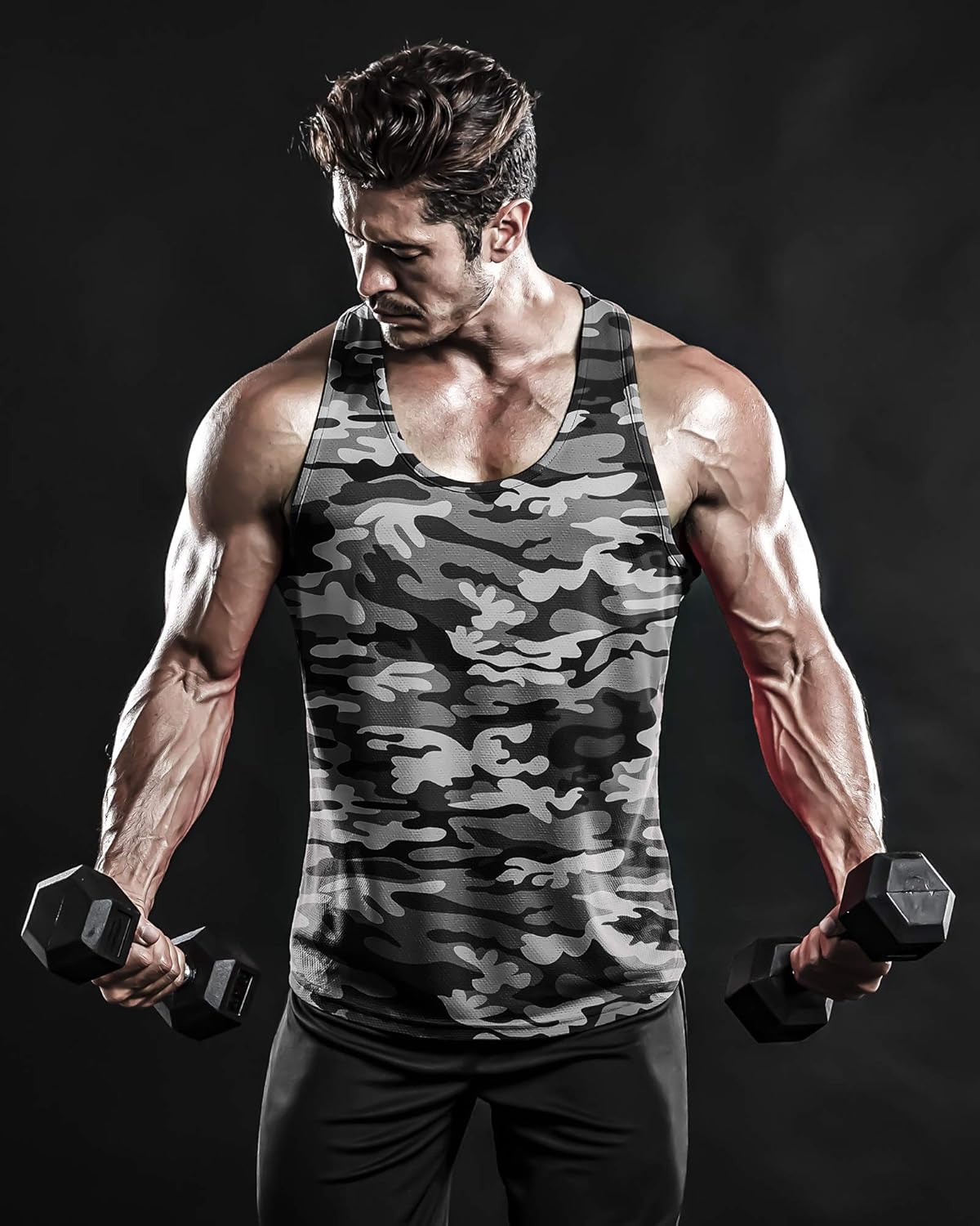 DRSKIN Men's 3 Pack Dry Fit Y-Back Muscle Tank Tops Mesh Sleeveless Gym Bodybuilding Training Athletic Workout Cool Shirts: Clothing
