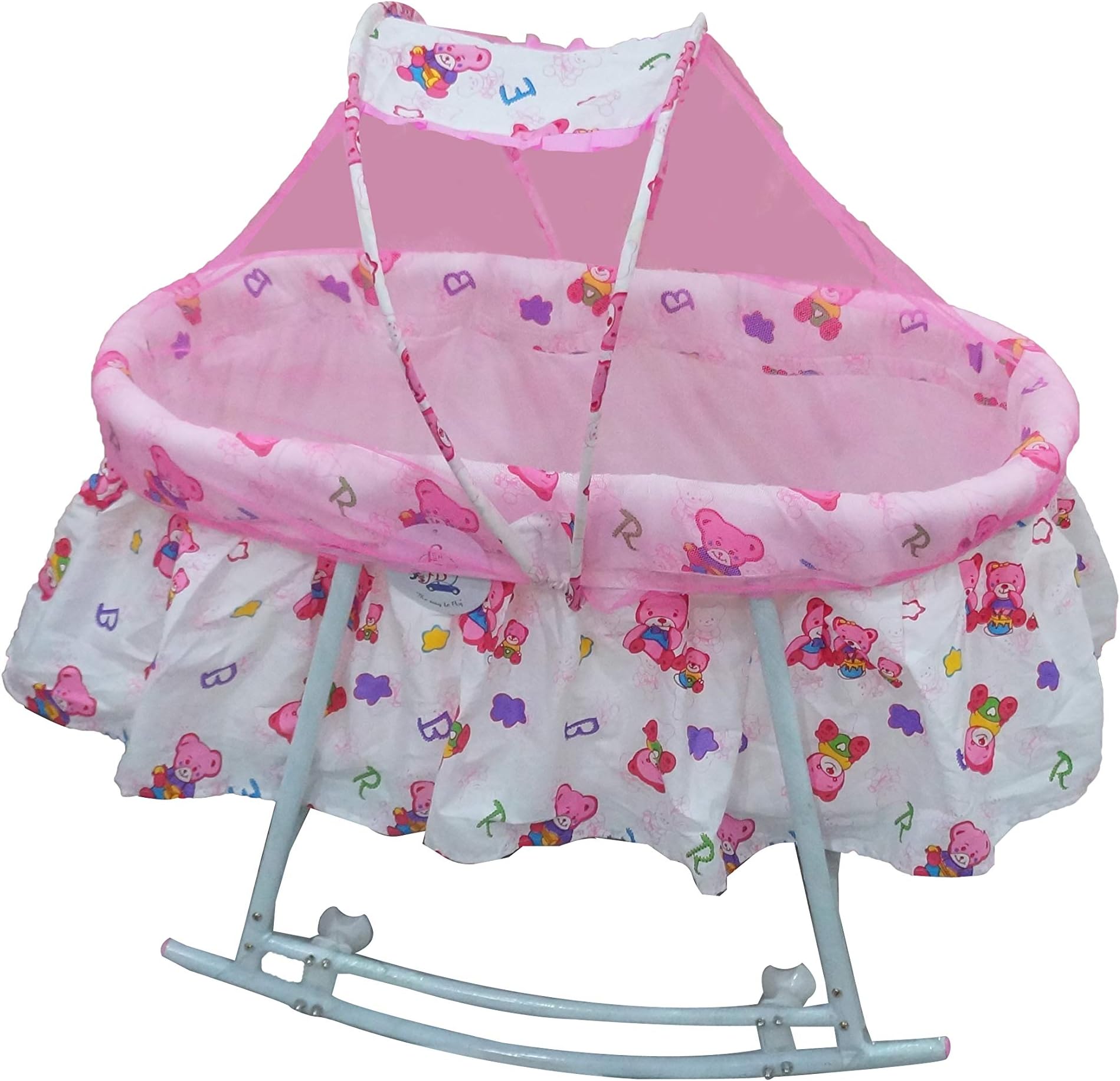 eHomeKart Cradle FunBaby Mobile Swing Baby Rocker with Mosquito Net and Pillow for Born Babies/Kids (Pink)