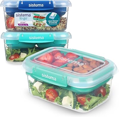 Sistema TO GO Stax 1 L Leakproof Food Storage Containers 3 Pack