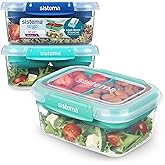 Sistema TO GO Stax Leakproof Food Storage Containers | 1 L | Airtight & Stackable Meal Prep Containers with Lids | Lunch Boxes | BPA-Free | 3 Count