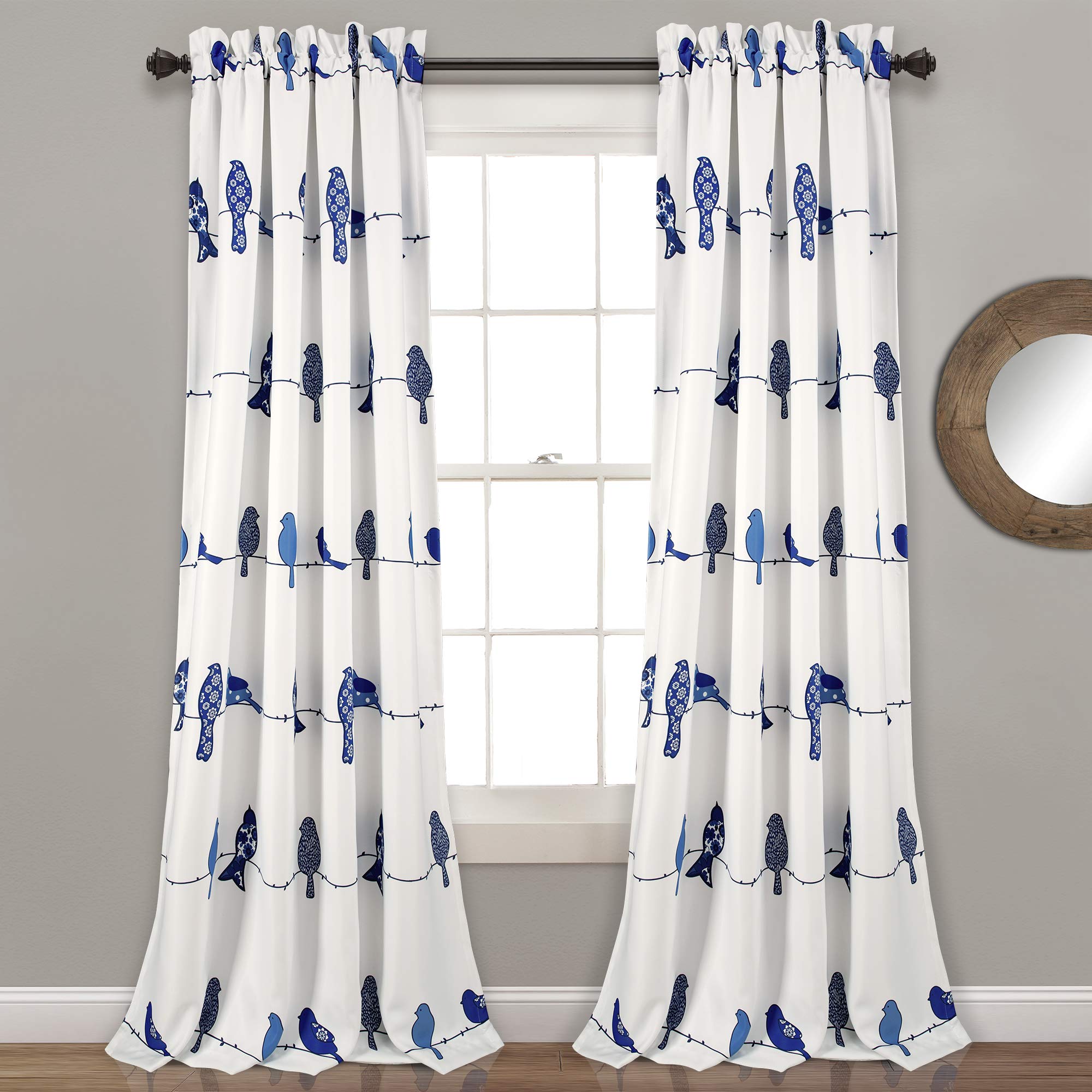 Lush Decor Rowley Birds, Polyester, Navy, 52" W x 84" L (Pack of 1)