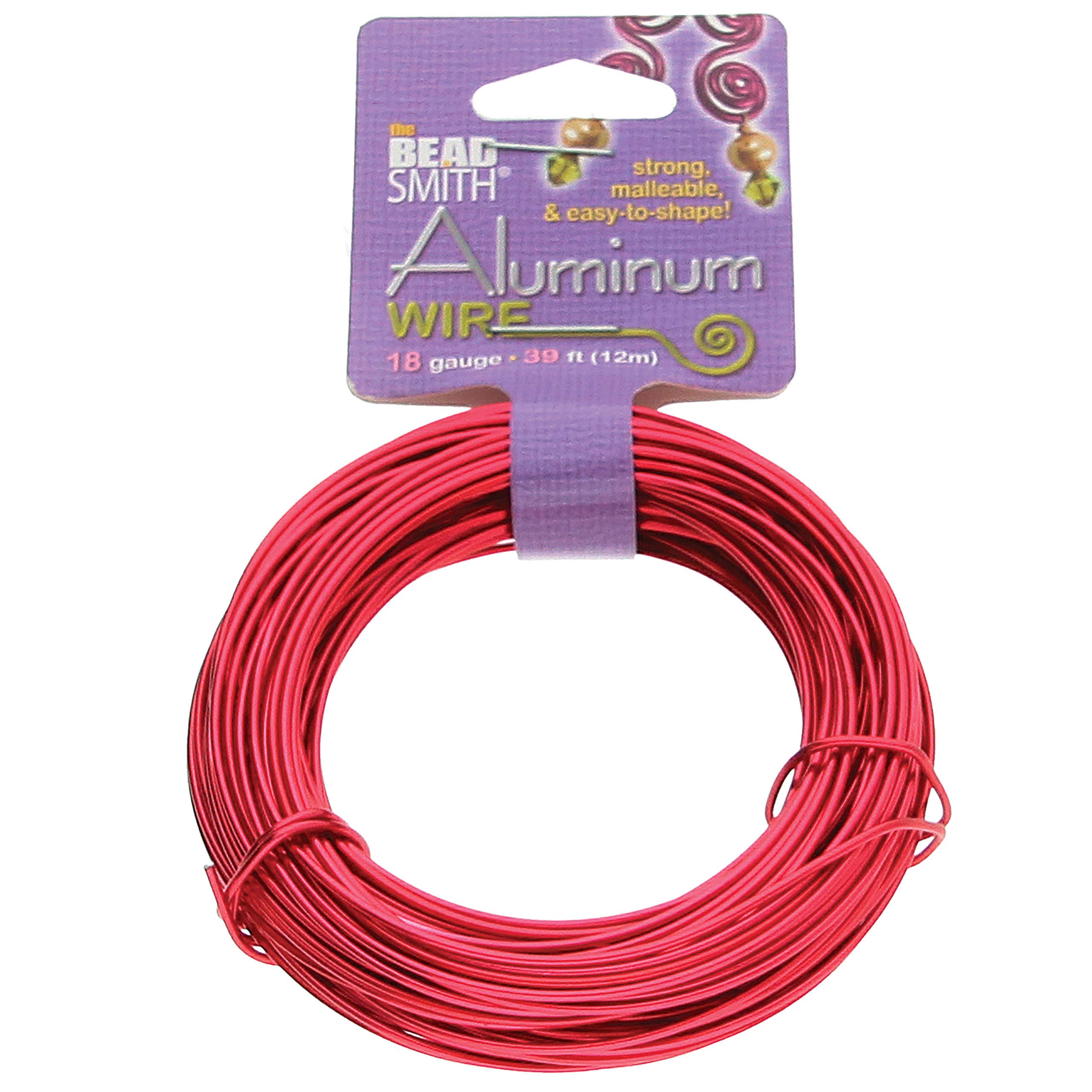 Beadsmith WCR-4024 11.8m Aluminum Craft Wire, Red, 18 gallon/39' โ image 1