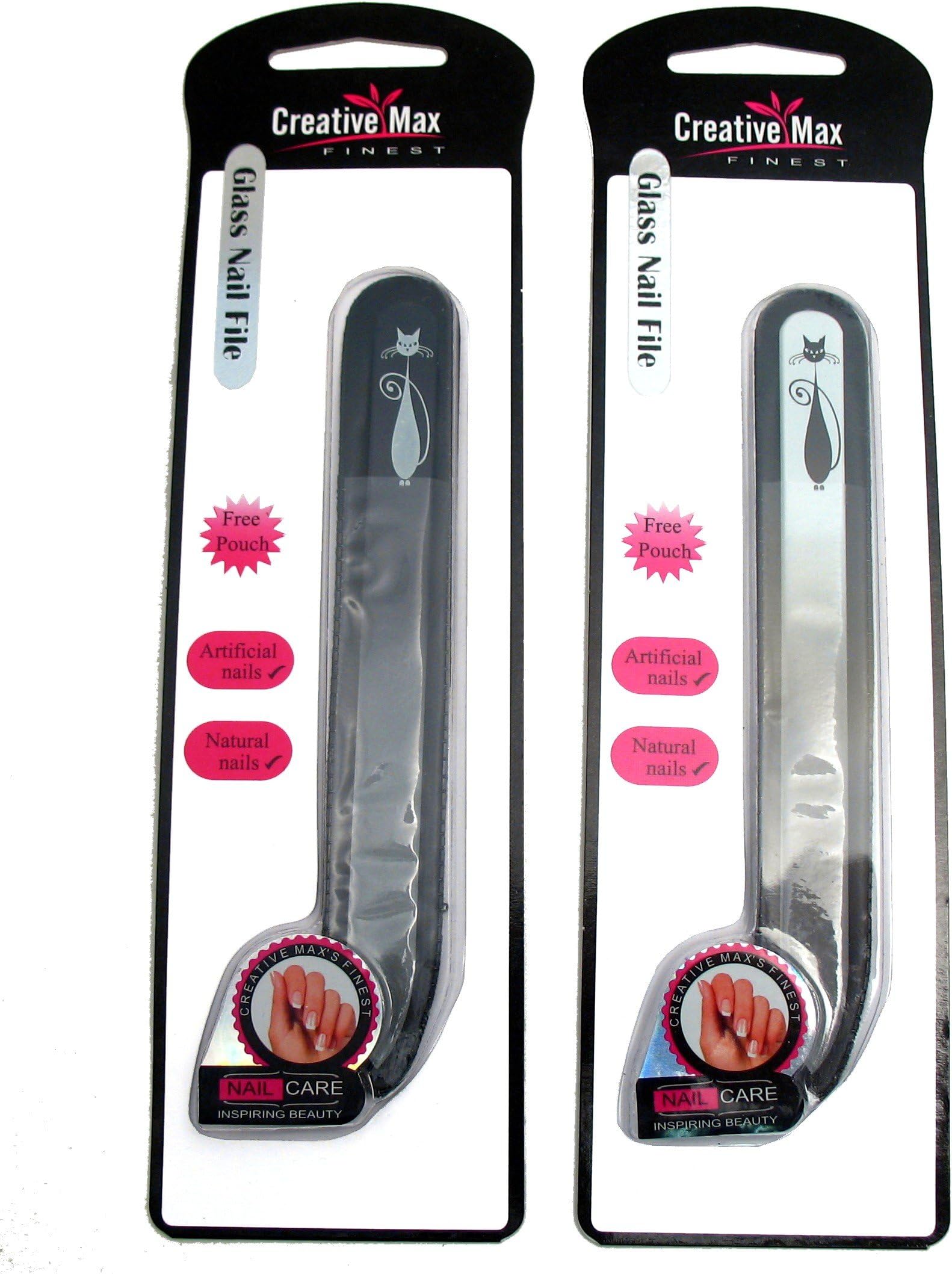 Cut Glass Nail File - Cat Design (White)