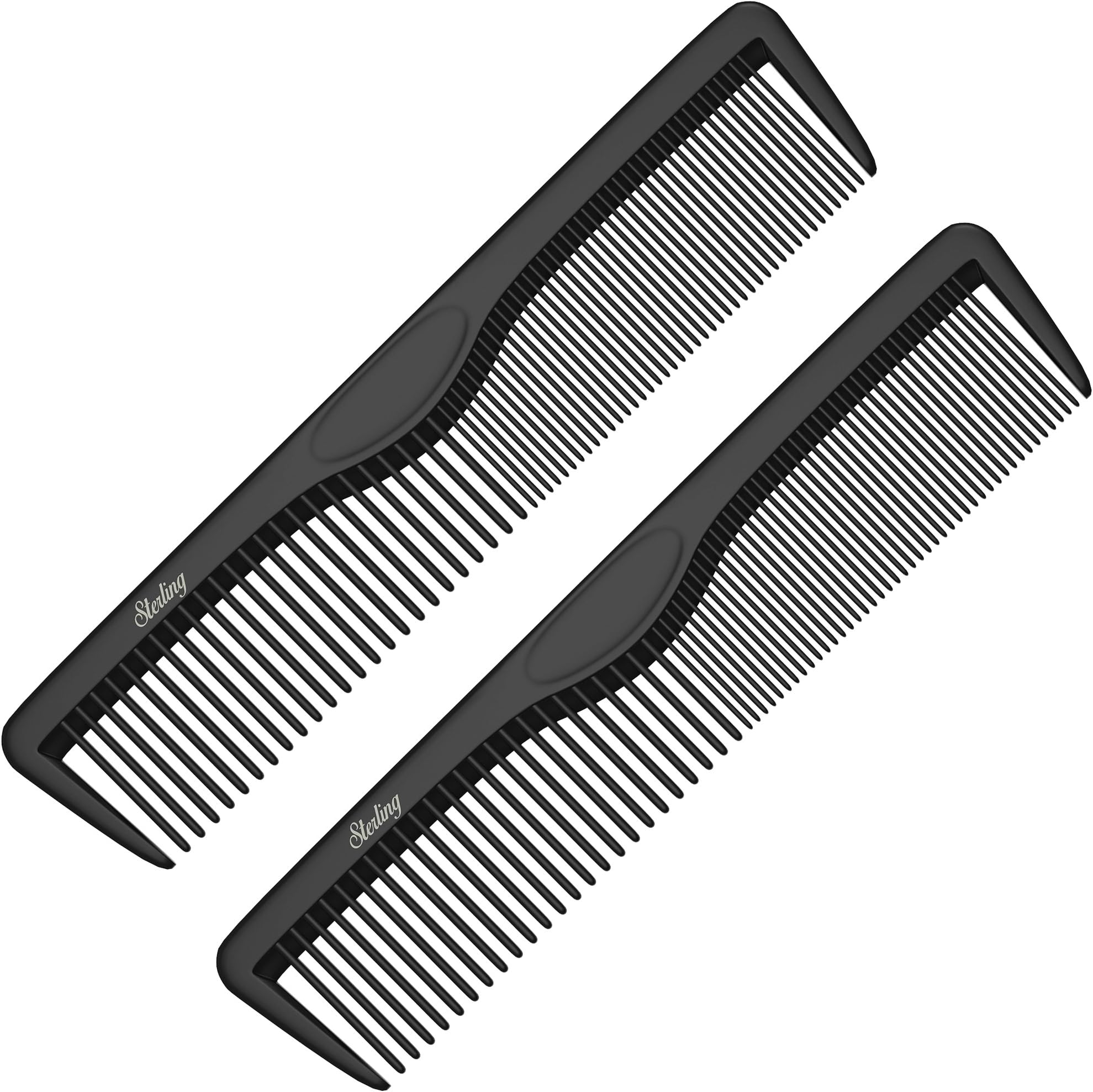 Small Pocket Combs | 2 Pack | Professional 5 Inch Black Carbon Fiber Hair Comb | Fine And Wide Tooth Travel Comb Set | Anti Static Chemical and Heat Resistant | Mens Beard And Styling Haircomb | Ba