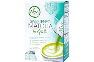 AIYA SINCE 1888 Aiya Japanese Sweetened Matcha Powder to Go Sticks - Ceremonial Grade, Vegan-Friendly, Gluten-Free - 8 Individually Packed Single-Serving Sticks for Freshness and Convenience
