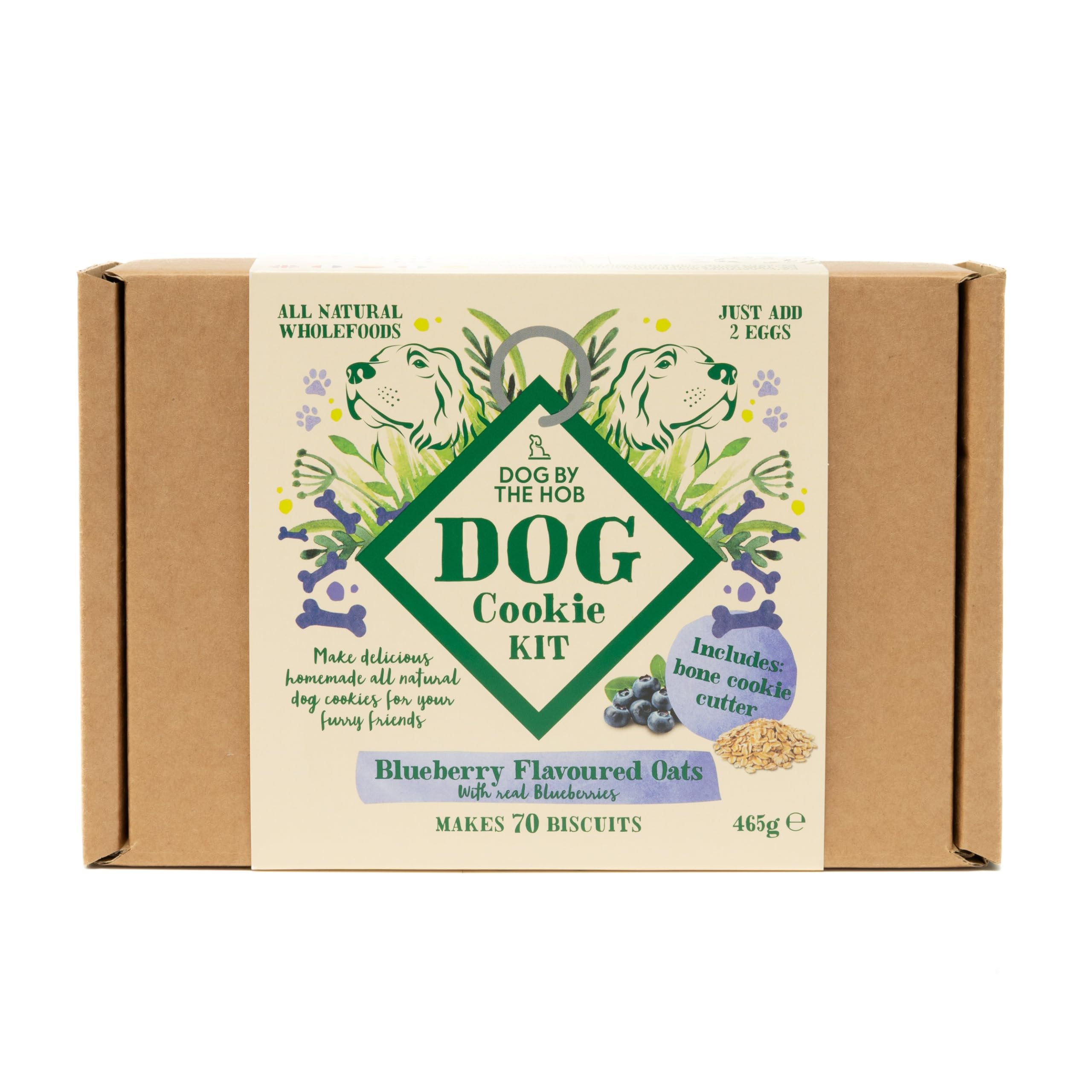 Dog By The Hob - Cookie Making Kit for Dogs | As seen on Dragons' Den | Blueberry & Oat Flavour | Included Bone Shaped Cookie Cutter — image 1