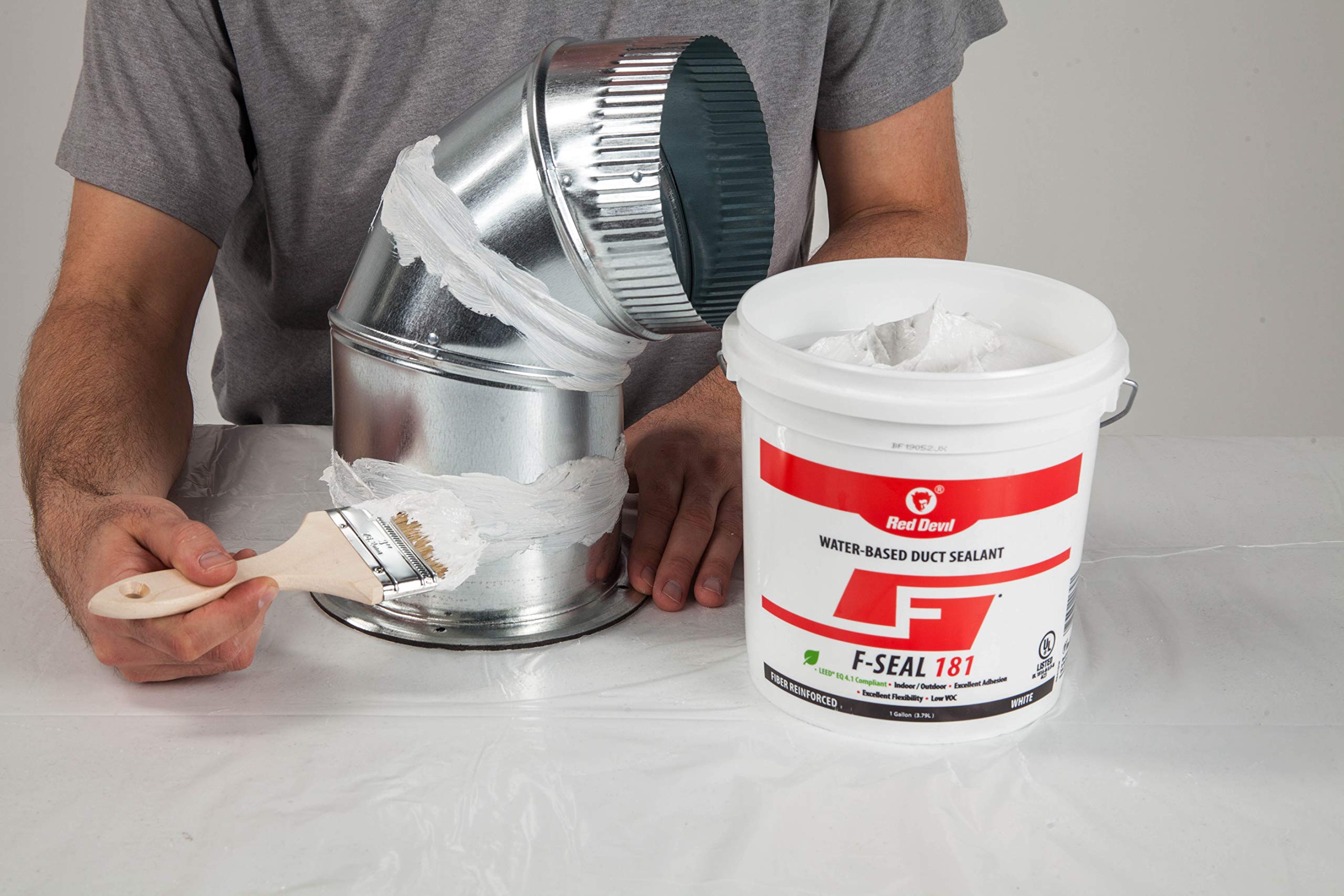 Red Devil 0841DW F-Seal 181 Fiber Reinforced Water Based Duct Sealant, 1 Gallon, White
