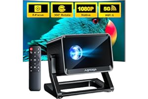 AGREAGO [360° Adjustable Stand] Electric Focus Projector with WiFi and Bluetooth, 4K Support Native 1080P WiFi 6, Portable Outdoor Projector, Compatible with Phones/TV Stick/PowerPoint/HDMI/USB/AV