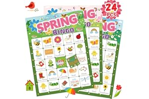 FENKYSOIX Spring Bingo Spring Games Animal Bingo Game for Large Group with 24 Spring Festival Bingo Cards Spring Party Games for Kids Classroom School Activities Favors