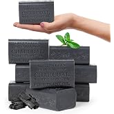 Australian Botanical Soap Activated Charcoal Soap Bars, 6.6 oz., Pack of 8 | African Black Charcoal Soap Bar for Men &amp; Women Made with Organic Shea Butter, Peppermint Oil, and a Natural Plant Base