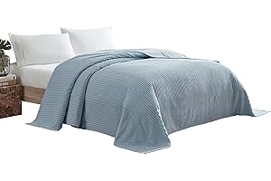 Beatrice Home Fashions Channel Chenille Bedspread, Full, Blue