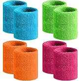 BEACE Sweatbands Sports Wristband for Men & Women -8pcs Moisture Wicking Athletic Cotton Terry Cloth Sweatband for Tennis, Basketball, Running, Gym, Working Out