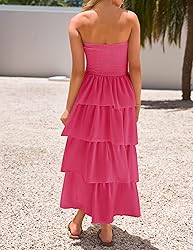 ZESICA Women‘s Summer Boho Strapless Maxi Dress