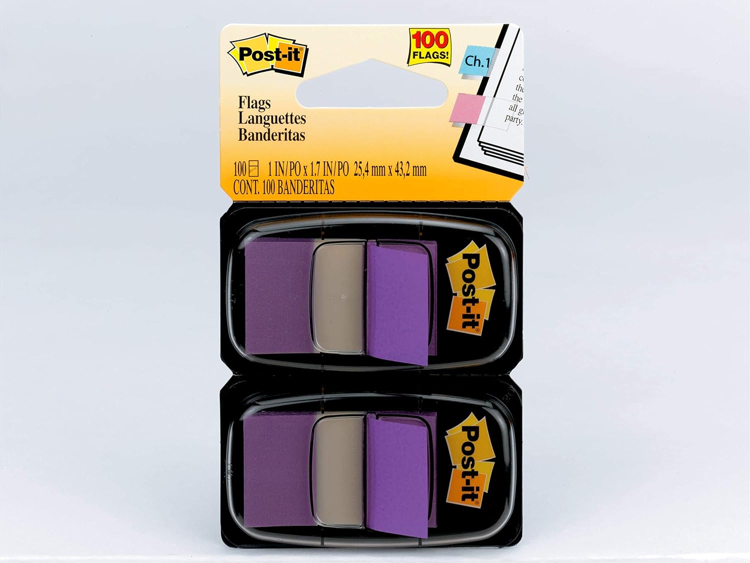Post-it Standard Page Flags in Dispenser  1in Wide, Purple 100 Flags, 680-PU2: Office Products