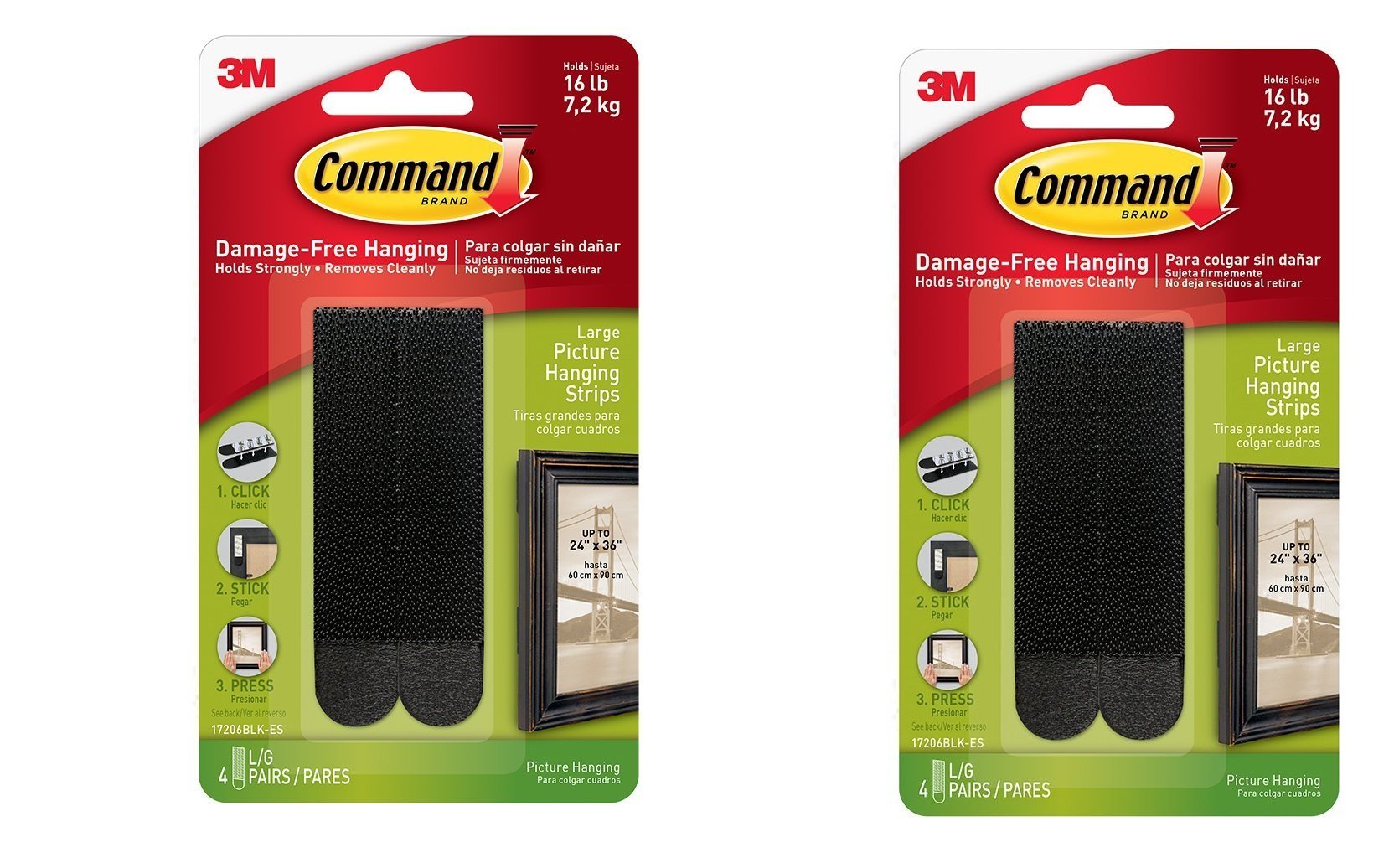 Command Picture Hanging Strips, Large, Black, 4-Pairs (17206BLK-ES) rrzJEt, 2 Pack
