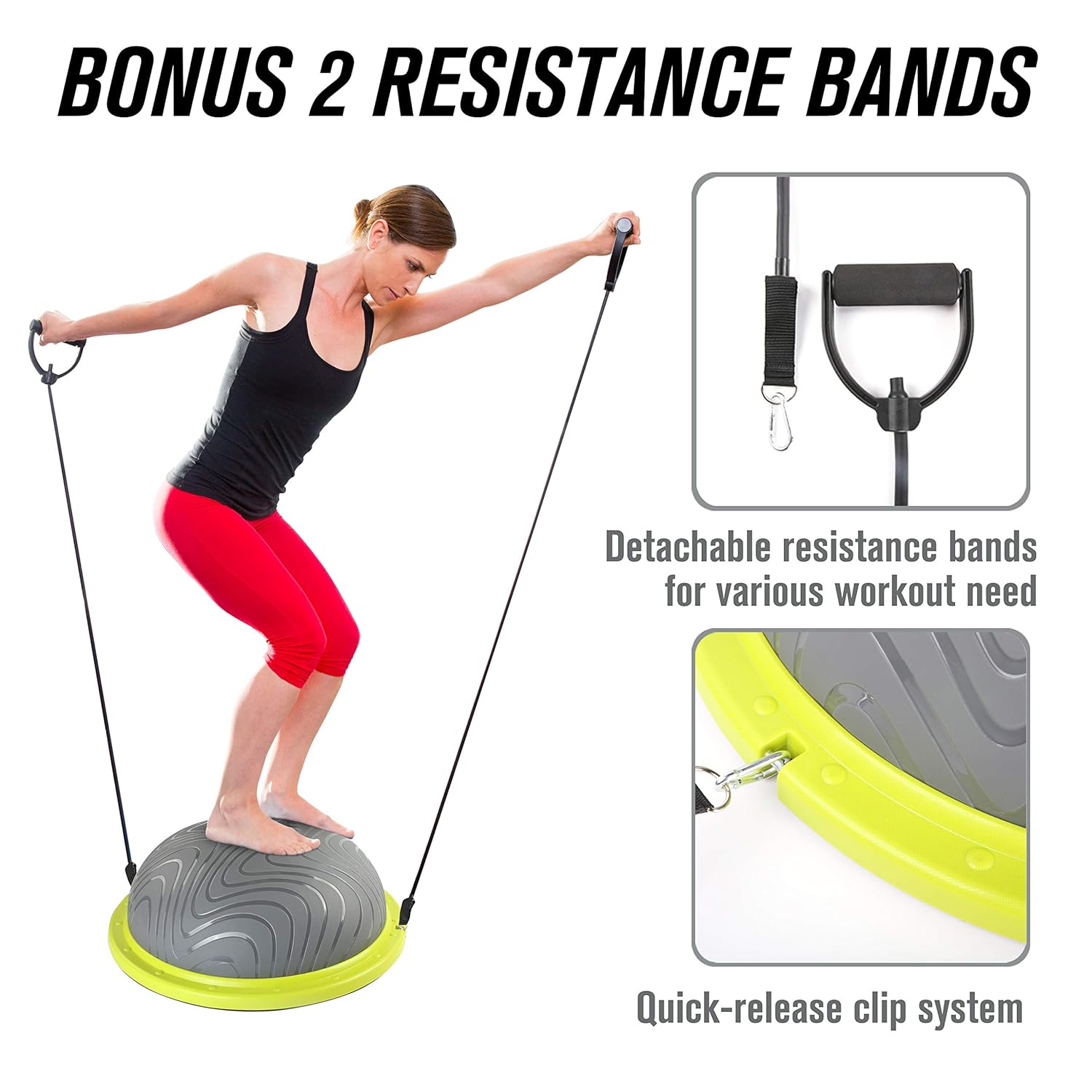 RitFit Balance Ball Trainer for Yoga,Fitness,Strength Exercise with Air Pump Resistance Bands