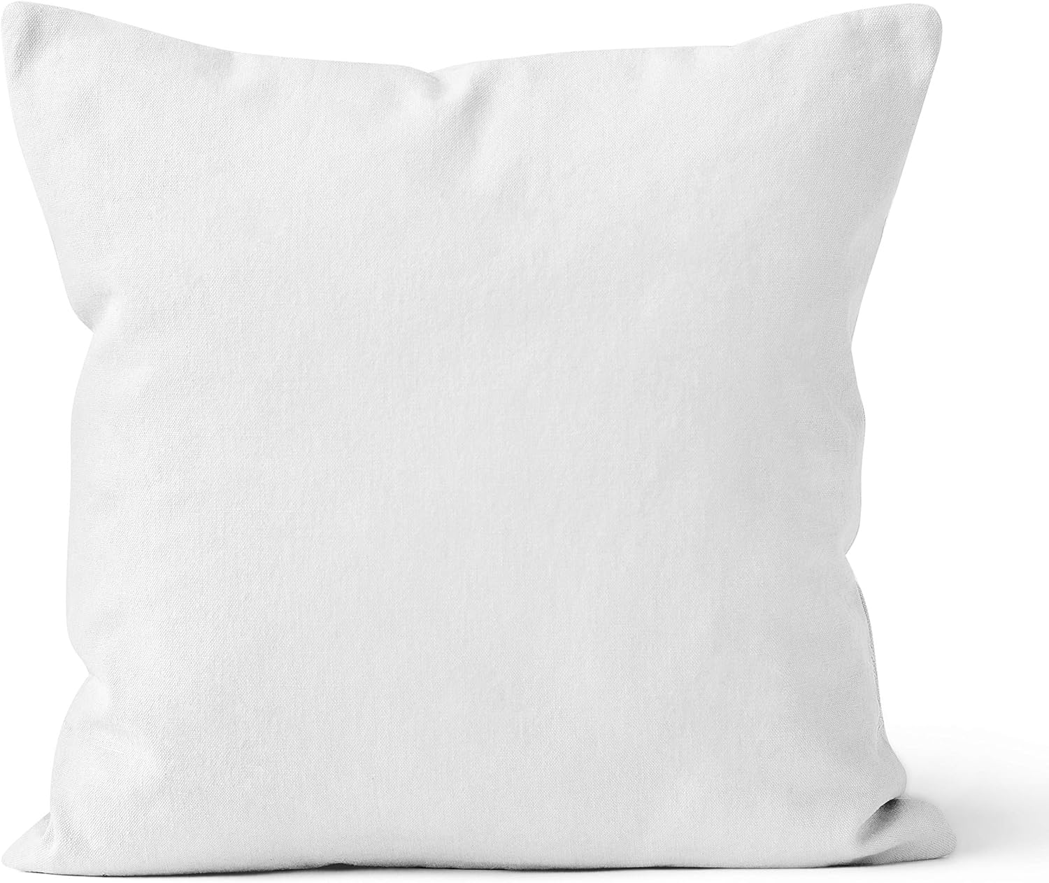 Encasa Homes Throw Pillow Cover 2pc Set - White - 20 x 20 inch Solid Dyed Cotton Canvas Square Accent Decorative Cushion Case for Couch Sofa Chair Bed & Home: Home & Kitchen