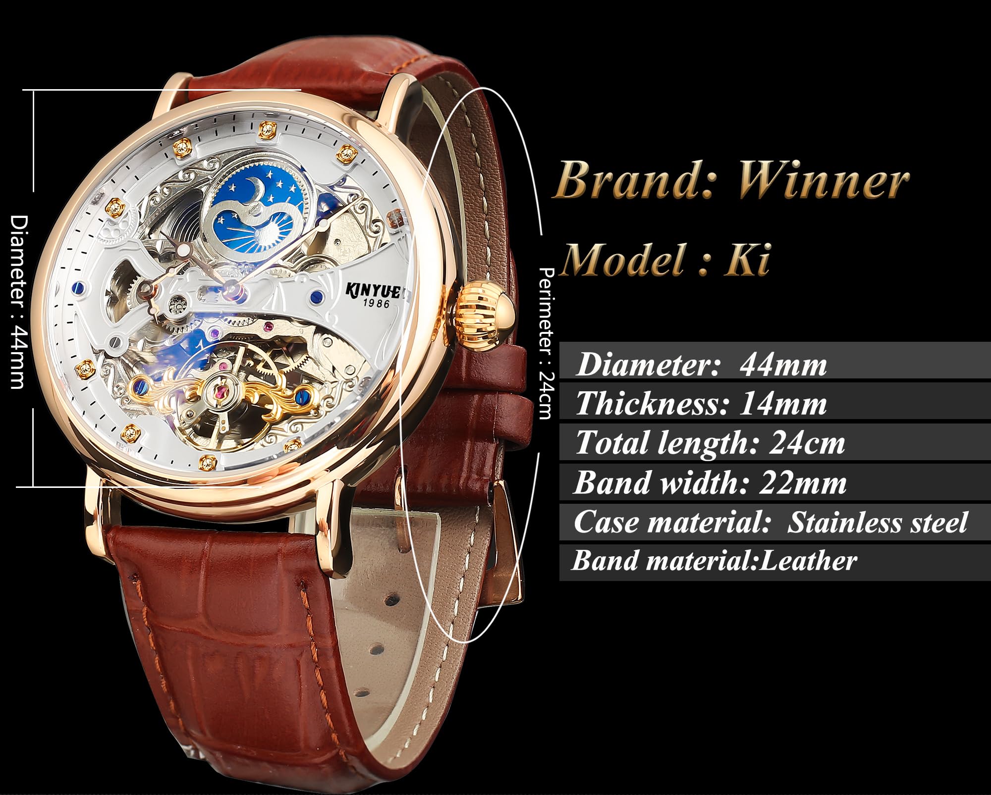 FORSINING Automatic Mechanical Watch, Self Winding Skeleton Watch for Mens, Mechanical Tourbillon Steampunk Fashion Men Watch Date Day Dress Watch Gift for Men