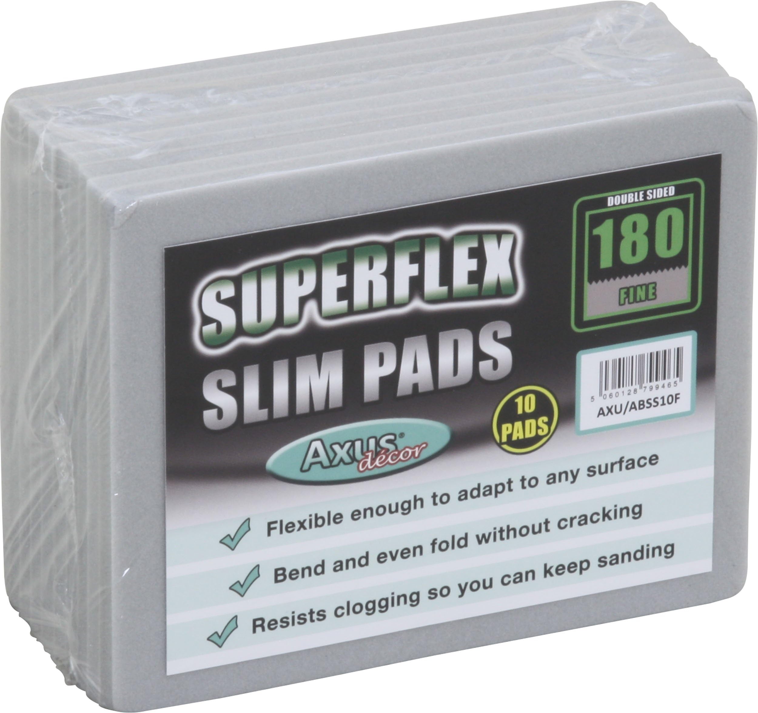 Axus Decor AXU/ABSS10F 180-Grit Superflex Slim Pads Dual Sided High Density Foam (Pack of 10)