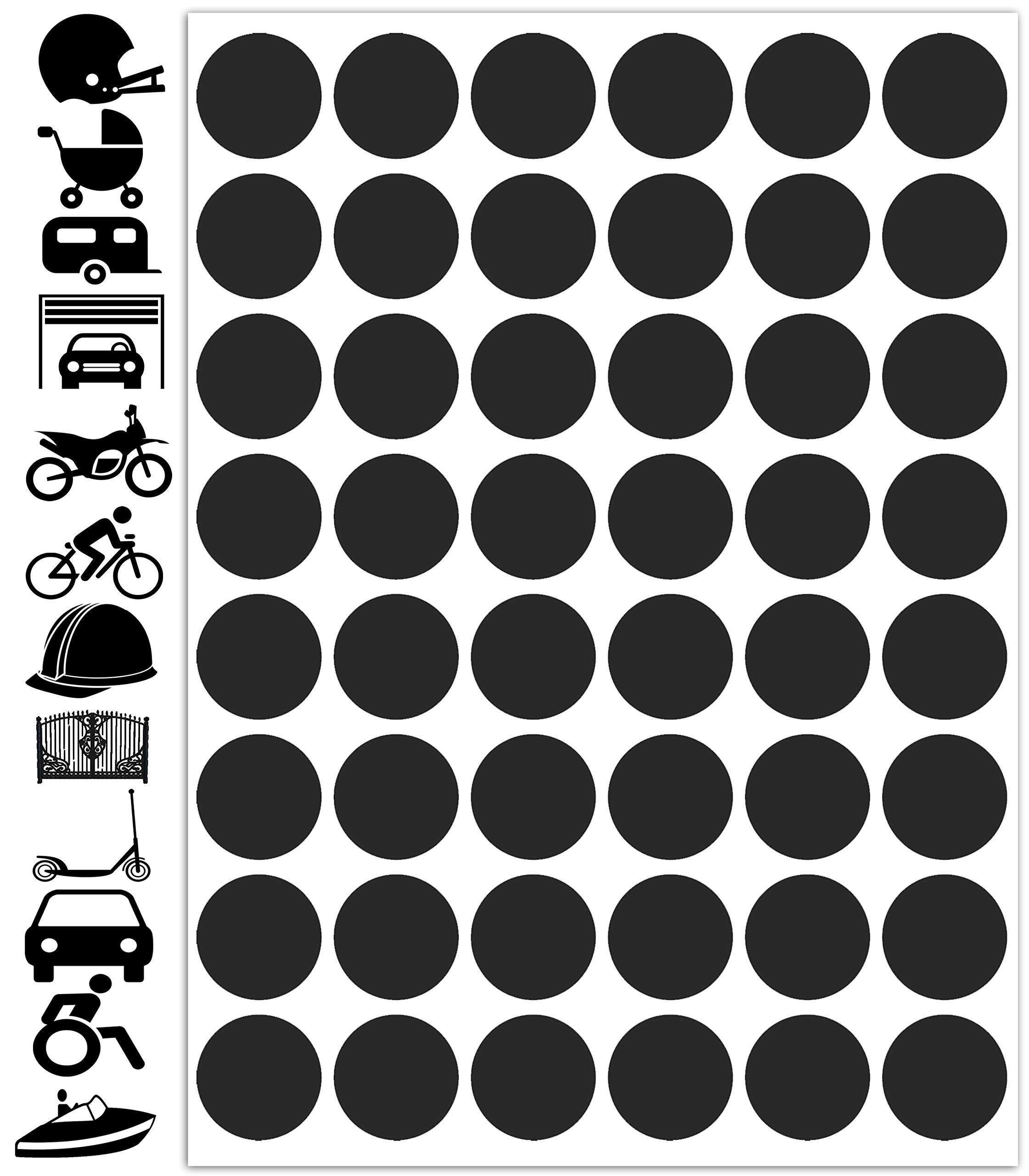 Biomar Labs Black Reflective Stickers Set – Self Adhesive Helmet Bike Car Decals, Waterproof and UV Resistant (48 Pieces D 62)