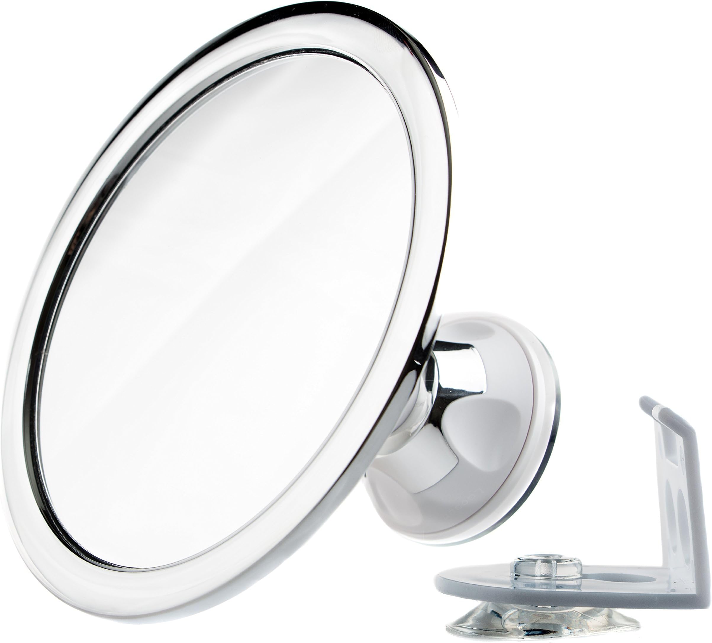 KlassyHome no Fog Rotating Shower Mirror with Locking Suction, Razor Holder and Tweezer Included
