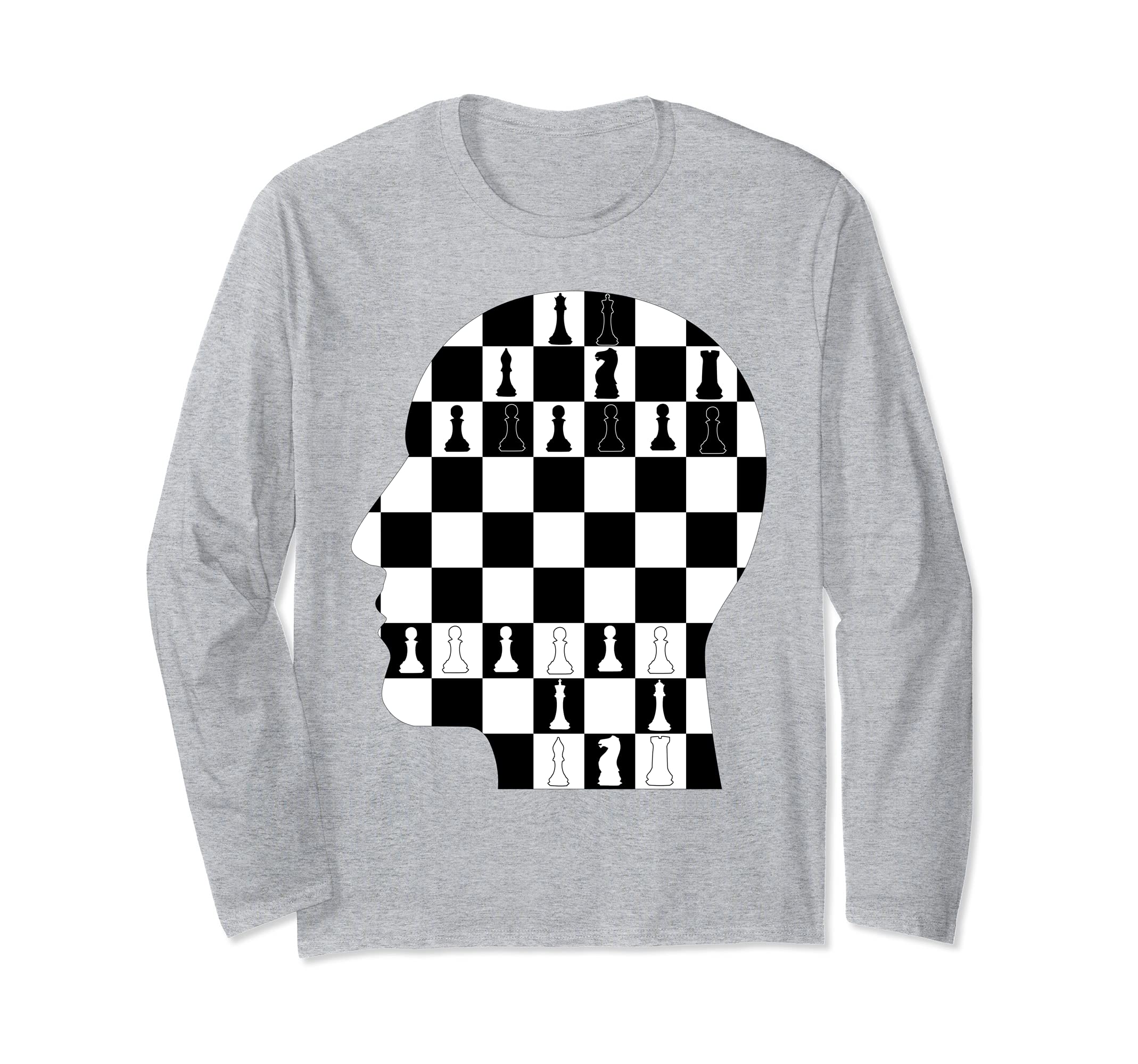 Chess Board Face Art Long Sleeve T-Shirt