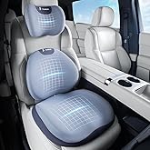 FLORICH Seat Cushion and Lumbar Support Pillow for Office Chair Car, Car Neck Pillow, Ergonomic Memory Foam Back Support for Office Gaming Chair Wheelchair, Relieves Neck, Back & Sciatica Pain – Blue