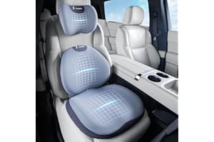 FLORICH Seat Cushion and Lumbar Support Pillow for Office Chair Car, Car Neck Pillow, Ergonomic Memory Foam Back Support for Office Gaming Chair Wheelchair, Relieves Neck, Back & Sciatica Pain – Blue