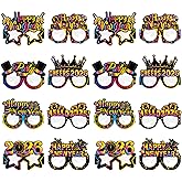 16Pcs Happy New Year Eyeglasses, 2026 New Year Party Paper Glasses 2026 Photo Booth Props Neon Glasses for New Years Eve Party Supplies