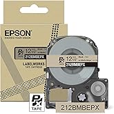 Epson LABELWORKS 212BMBEPX Genuine PET (Polyester) Tape Cartridge - Black on Matte Beige Designer Craft Label Maker Tape - 1/2" (12MM) Wide, 26'