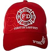 Fire Department - First in Last Out Fireman Officer Gear Uniform Baseball Cap Hat Adjustable
