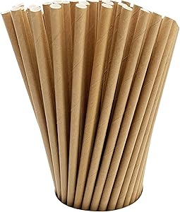 100 Kraft Biodegradable Paper Straws co-Friendly Biodegradable Drinking Straws Bulk for Party Supplies, Bridal/Baby Shower, Birthday, Mixed Drinks, Weddings, Restaurant, Food Service, Drink Stirrer