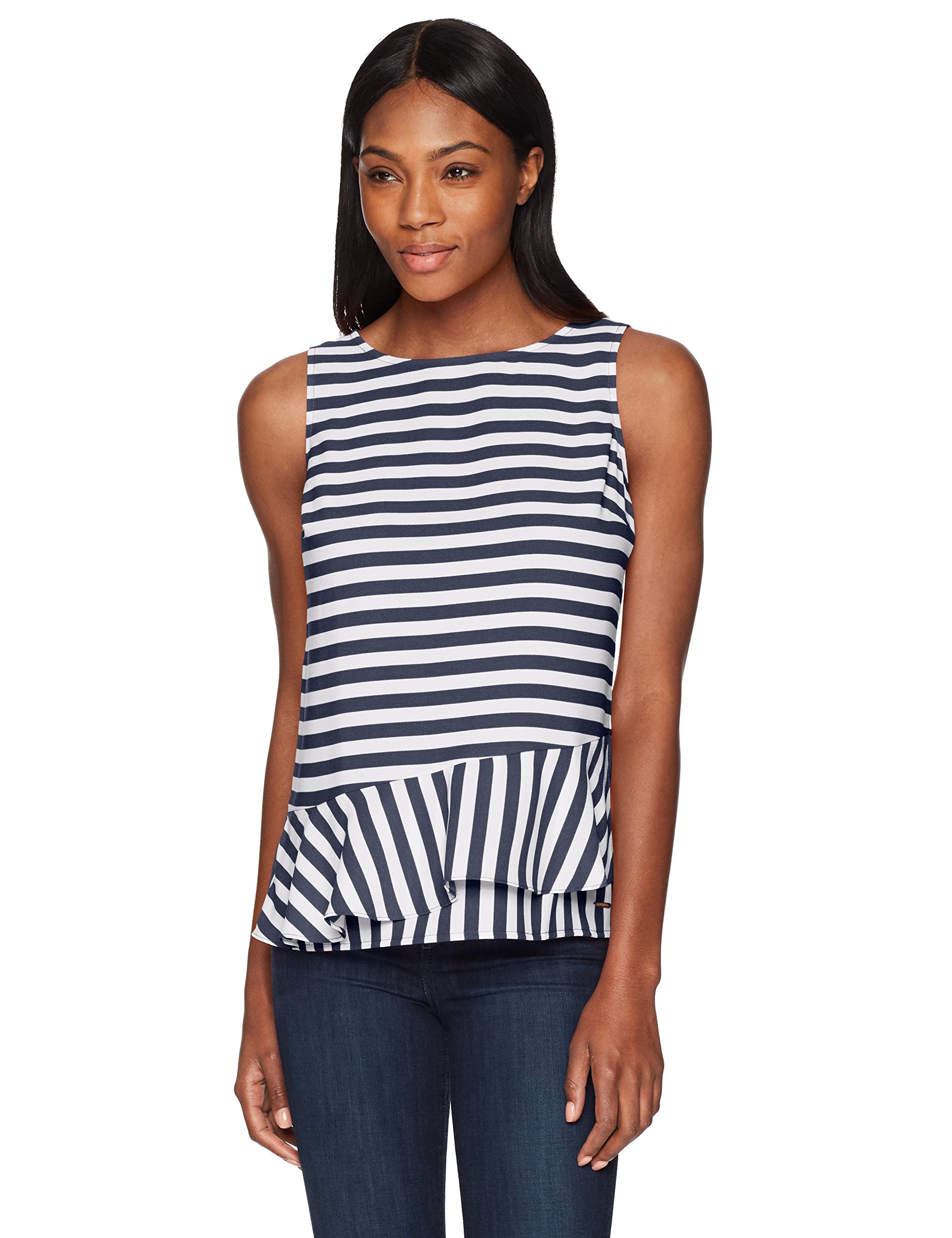 Nautica Women's Sleeveless Layered Hem Lightweight Woven Top Nautical