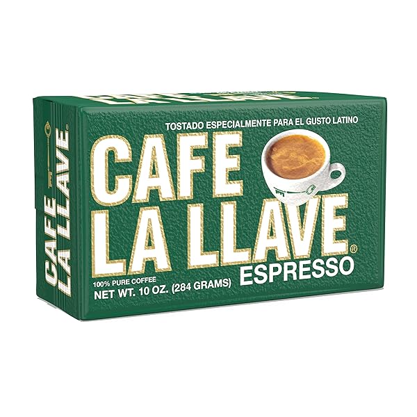 CAFE LA LLAVE DARK ROAST GROUND ESPRESSO COFFEE, 10 OZ BRICK – RICH AND BOLD CUBAN-STYLE BLEND FOR MOKA POT, ESPRESSO MACHINE, OR DRIP COFFEE MAKER – STRONG, AROMATIC FLAVOR