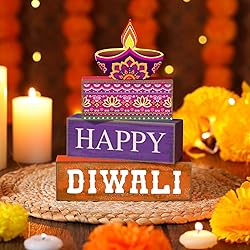 Lineshading 4 Pcs Diwali Wooden Table Decoration