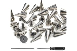 YORANYO 100 Sets Spikes and Studs 12MM Spikes for Clothing Metal Studs Rivets for Leather Punk Spikes Rivets Screw Back Studs and Spikes for Clothing Shoes Belts Bags Hats 15/32 Inch (Silver)