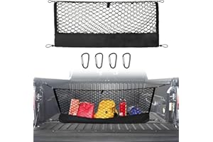 JJMY Envelope Style Cargo Net Compatible with Toyota Tacoma 2005-2024, Highly Elastic Truck Bed Cargo Net with Storage Bag-Heavy Duty Carabiners- Upgraded 4.5mm Bungee