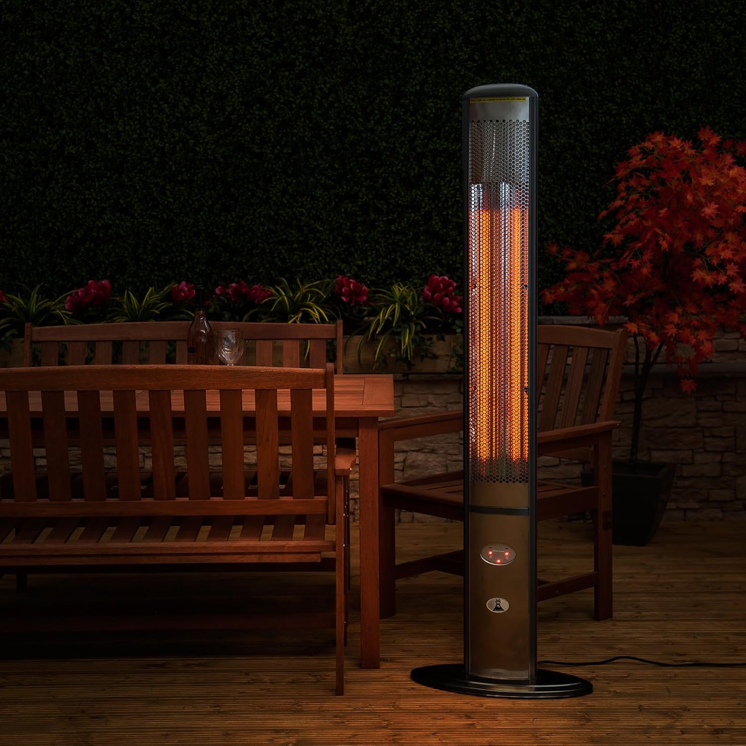 Slimline Electric Halogen Outdoor Patio Heater Black Amazon.co.uk