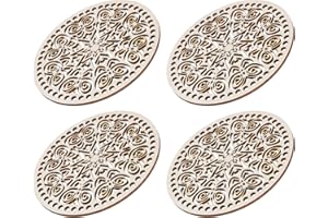 MECCANIXITY Crochet Basket Base 5.5 Inch Round Wooden Crochet Bag Bottom Unfinished Wood for Craft Basket Crochet, Bags Weaving Knitting Base Pack of 4