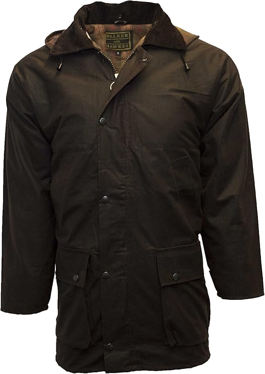 Walker & Hawkes Mens Padded Wax Jacket Countrywear Hunting Waxed Coat