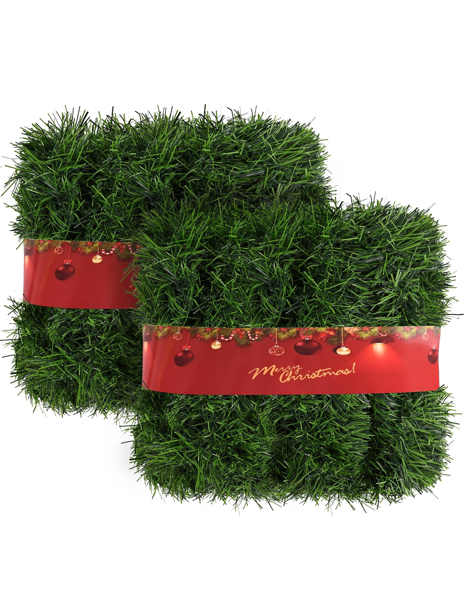 View 1 of 100FT Artificial Christmas Twist Garland - Soft Green Vine Greenery for Wedding Party Home Decor - Indoor Outdoor Festive Hanging Decorations