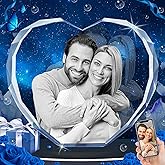 RUIOU 3D Crystal Photo, Personalized Valentines Day Gifts for Her, Mom, Women, Wife, Couple, Custom Gifts with Your Own Photo, Laser Etched Glass Picture for Anniversary, Heart, S