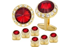 HAWSON Birthstone Tuxedo Studs and Cufflinks Set for Men's Suit Tuxedo Formal Dress Shirt Wedding Business Party Accessories
