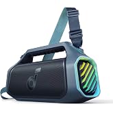 Soundcore Boom 2 Plus Portable Bluetooth Speaker by Anker, 140W, IPX7 | 2+2 Channel Audio, BassUp 2.0, 20H Playtime, Fast Charge, RGB Lights, Power Bank, Bluetooth 6.0, Camping and Beach Use(Blue)